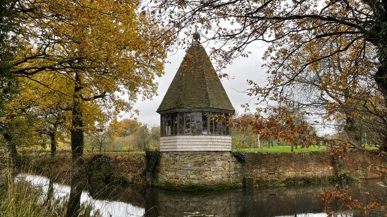 Nigel Nicolson's Gazebo perched at the edge of the garden moat at Sissinghurst